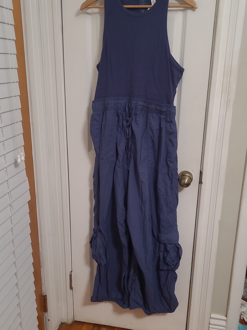 Anthropologie Slate Blue Sleeveless Wide-Leg Jumpsuit
